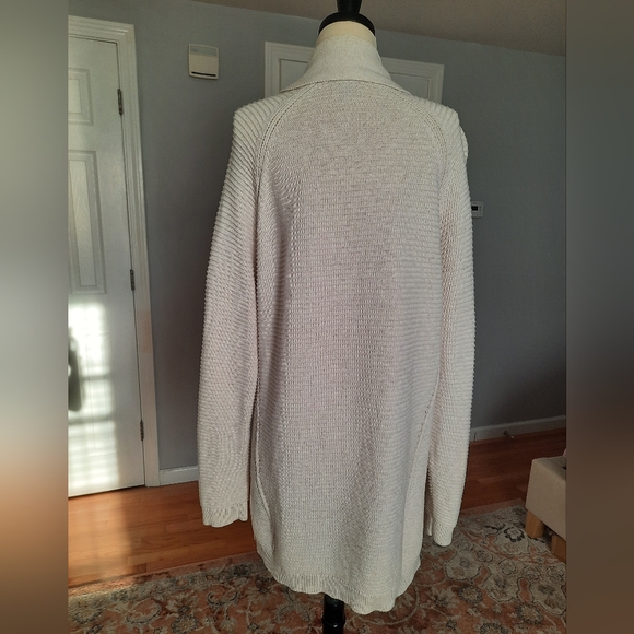 L.L.Bean open cream knit cardigan sweater - Picture 3 of 9